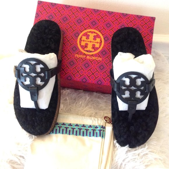 Tory Burch Miller Cloud Shearling Sandals - Picture 6 of 14